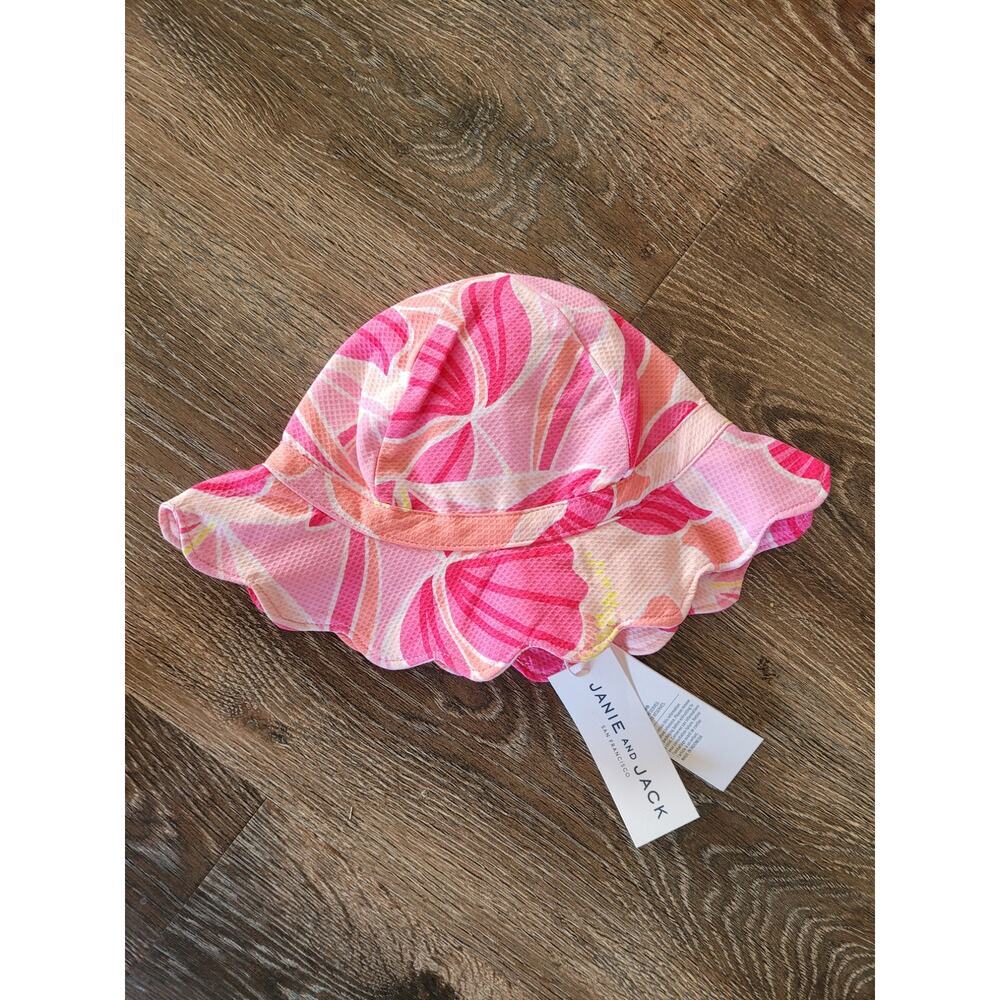 Janie and jack Sun Bucket Hat Pink Floral size 6-12 Months NEW #8‎